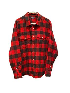 UNTUCKit Red and Black Buffalo Plaid Button-Up 100% Cotton Flannel Shirt Size XL
